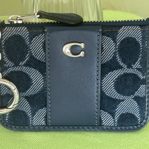 COACH MINI SKINNY ID CASE IN SIGNATURE DENIM:NWT DEEP BLUE CAN65 - Picture 2 of 13